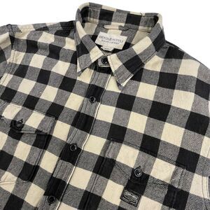 Denim & Supply Ralph Lauren Shirt Mens L Cream Black Buffalo Plaid Button Pocket
